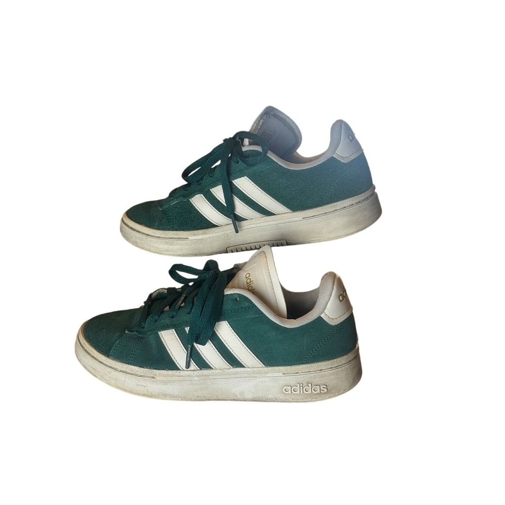 Adidas Grand Court 2.0 Dark Green Suede Sneakers Mens 6.5 Womens 7.5 ID8853